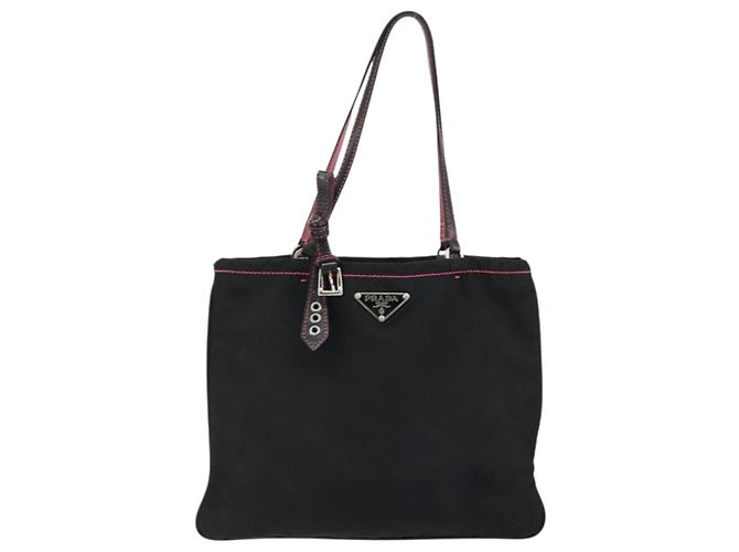 PRADA Borsa a mano in nylon nero argento Auth 175995A - vista 13