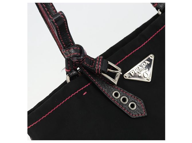PRADA Borsa a mano in nylon nero argento Auth 175995A - vista 19