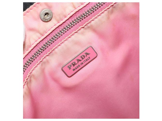 PRADA Borsa a mano in nylon nero argento Auth 175995A - vista 21