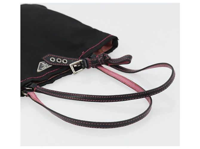 PRADA Borsa a mano in nylon nero argento Auth 175995A - vista 7