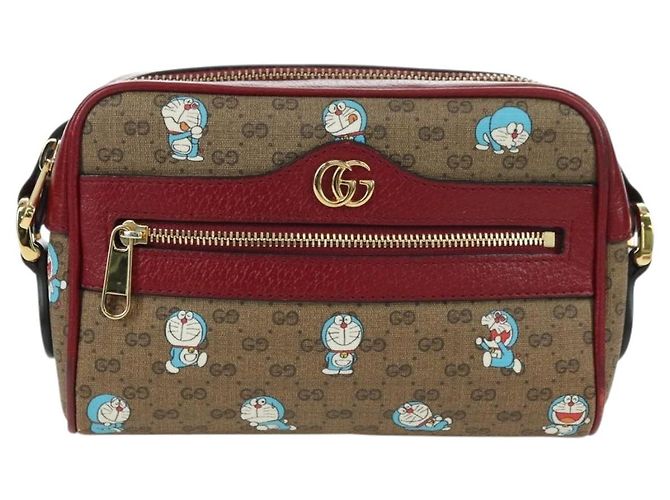 Bolsa de Ombro GUCCI Micro GG Supreme Doraemon PVC Bege Ouro 647784 Auth YKZ1331M Dourado - vista 13