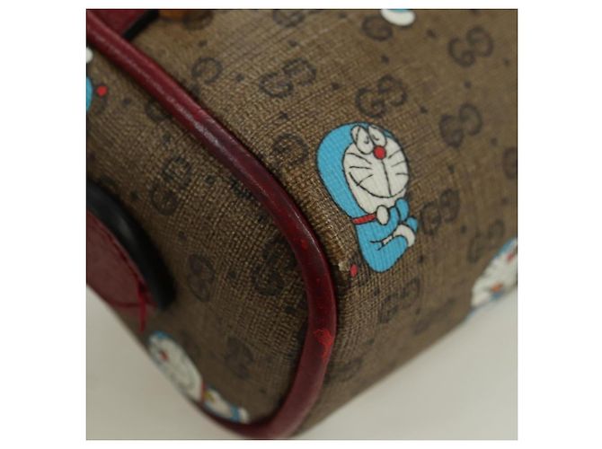 Bolsa de Ombro GUCCI Micro GG Supreme Doraemon PVC Bege Ouro 647784 Auth YKZ1331M Dourado - vista 16