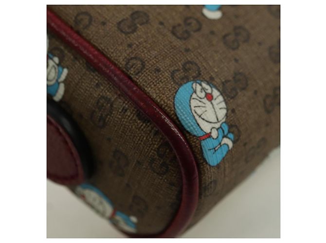 Bolsa de Ombro GUCCI Micro GG Supreme Doraemon PVC Bege Ouro 647784 Auth YKZ1331M Dourado - vista 17