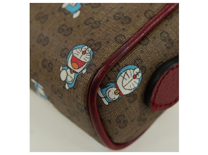 Bolsa de Ombro GUCCI Micro GG Supreme Doraemon PVC Bege Ouro 647784 Auth YKZ1331M Dourado - vista 18
