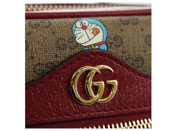 Bolsa de Ombro GUCCI Micro GG Supreme Doraemon PVC Bege Ouro 647784 Auth YKZ1331M Dourado - vista 19