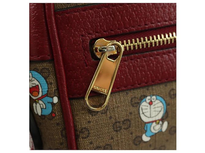 Bolsa de Ombro GUCCI Micro GG Supreme Doraemon PVC Bege Ouro 647784 Auth YKZ1331M Dourado - vista 20