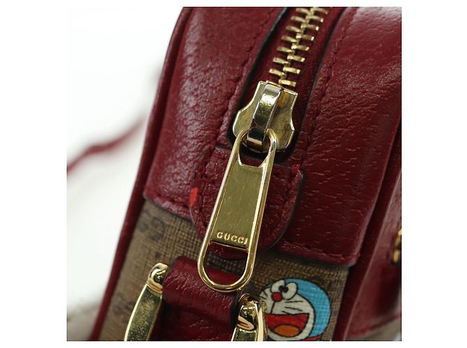 Bolsa de Ombro GUCCI Micro GG Supreme Doraemon PVC Bege Ouro 647784 Auth YKZ1331M Dourado - vista 22