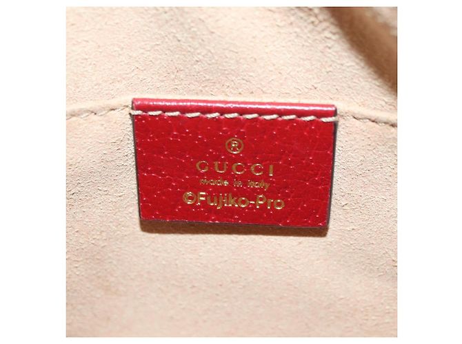 Bolsa de Ombro GUCCI Micro GG Supreme Doraemon PVC Bege Ouro 647784 Auth YKZ1331M Dourado - vista 23