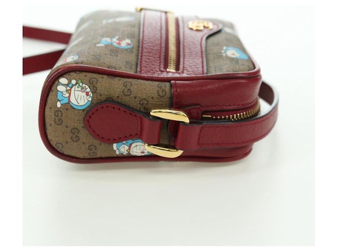 Bolsa de Ombro GUCCI Micro GG Supreme Doraemon PVC Bege Ouro 647784 Auth YKZ1331M Dourado - vista 4