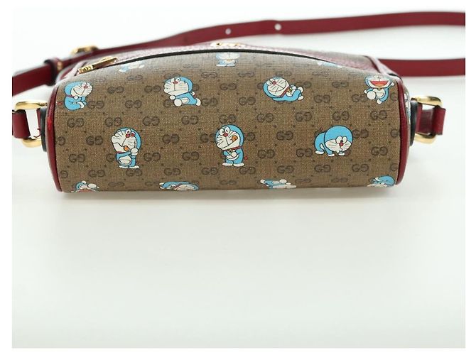 Bolsa de Ombro GUCCI Micro GG Supreme Doraemon PVC Bege Ouro 647784 Auth YKZ1331M Dourado - vista 5