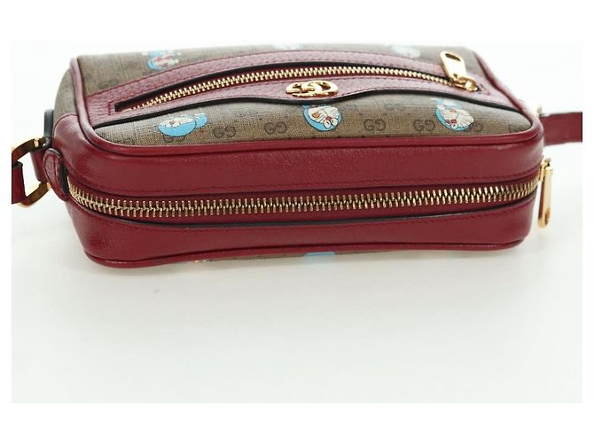 Bolsa de Ombro GUCCI Micro GG Supreme Doraemon PVC Bege Ouro 647784 Auth YKZ1331M Dourado - vista 6