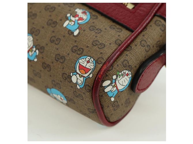 Bolsa de Ombro GUCCI Micro GG Supreme Doraemon PVC Bege Ouro 647784 Auth YKZ1331M Dourado - vista 9