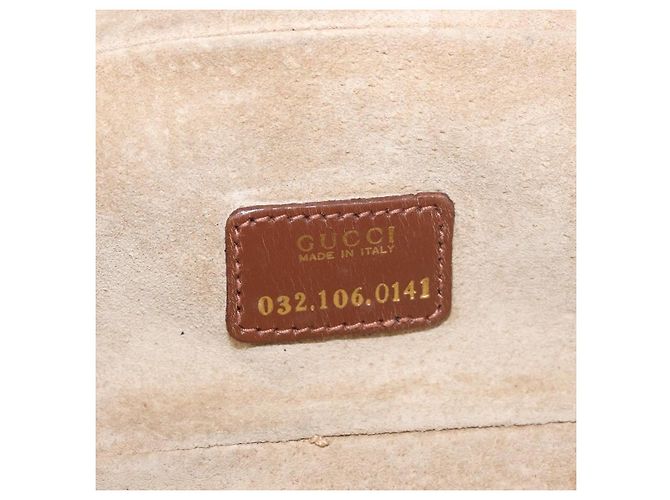 Pochette Cosmetica GUCCI Vanity Camoscio Marrone Oro 032 106 0141 Auth mr2301 D'oro - vista 12
