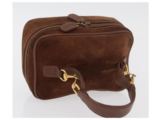 Pochette Cosmetica GUCCI Vanity Camoscio Marrone Oro 032 106 0141 Auth mr2301 D'oro - vista 6