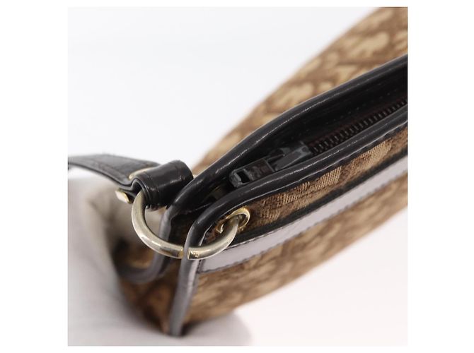 Borsa a Spalla in Tela Trotter Christian Dior Beige Oro Auth 176056 D'oro - vista 10
