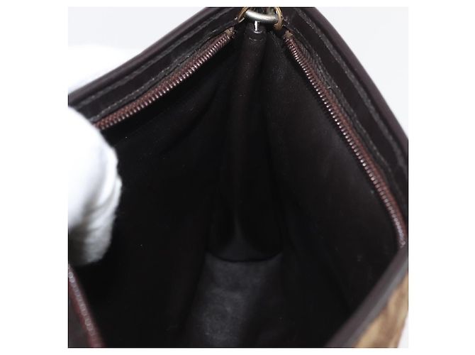 Borsa a Spalla in Tela Trotter Christian Dior Beige Oro Auth 176056 D'oro - vista 19
