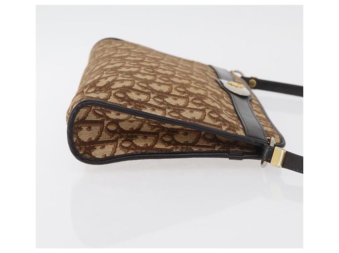 Borsa a Spalla in Tela Trotter Christian Dior Beige Oro Auth 176056 D'oro - vista 3