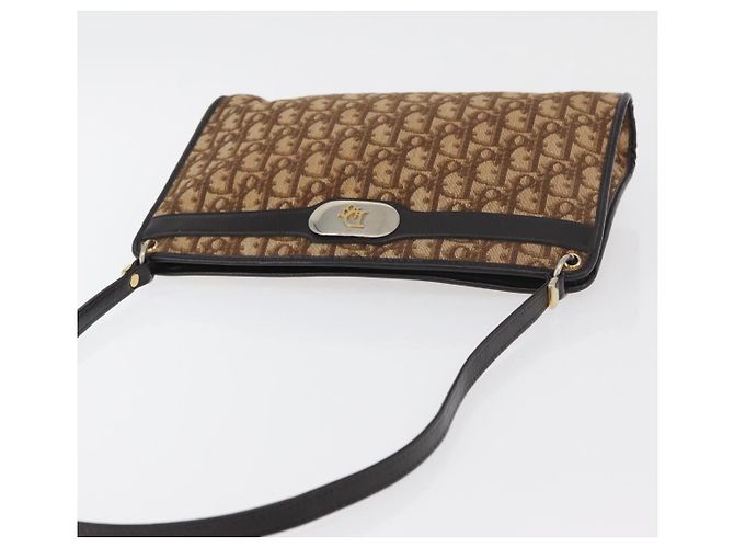 Borsa a Spalla in Tela Trotter Christian Dior Beige Oro Auth 176056 D'oro - vista 6