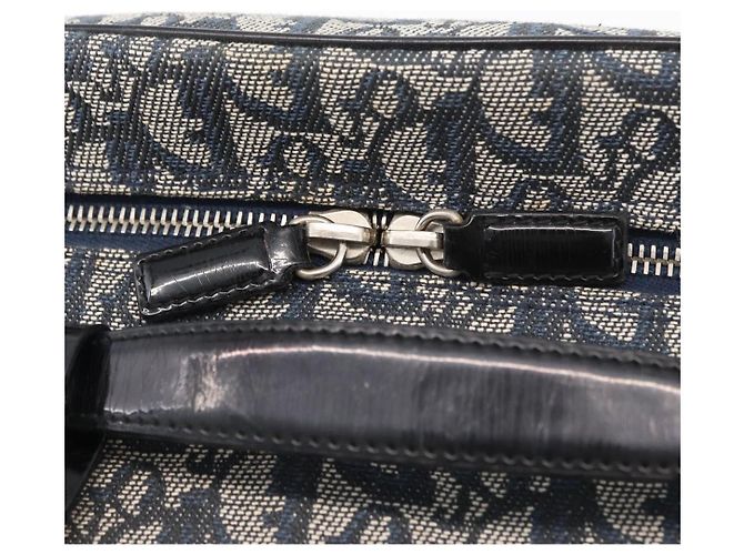 Christian Dior Trotter Canvas Handtasche Navy Silber Authentisch 165376 Marineblau - Ansicht 9