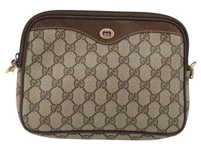 Gucci Borsa a Spalla GG Supreme PVC Beige Oro 97 02 068 Auth 175282 D'oro - vista 13