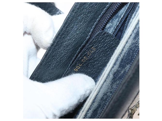 Borsa a Spalla Gucci GG Supreme Sherry Line PVC Blu Navy Oro 904 02 043 Auth YKZ1345 - vista 12