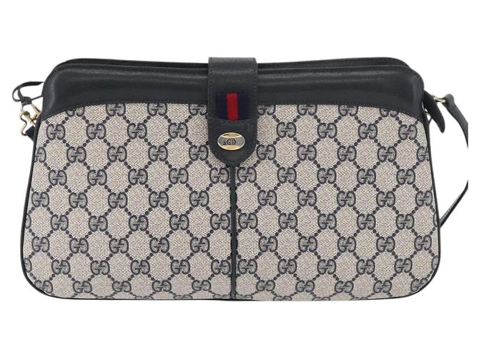 Borsa a Spalla Gucci GG Supreme Sherry Line PVC Blu Navy Oro 904 02 043 Auth YKZ1345 - vista 13