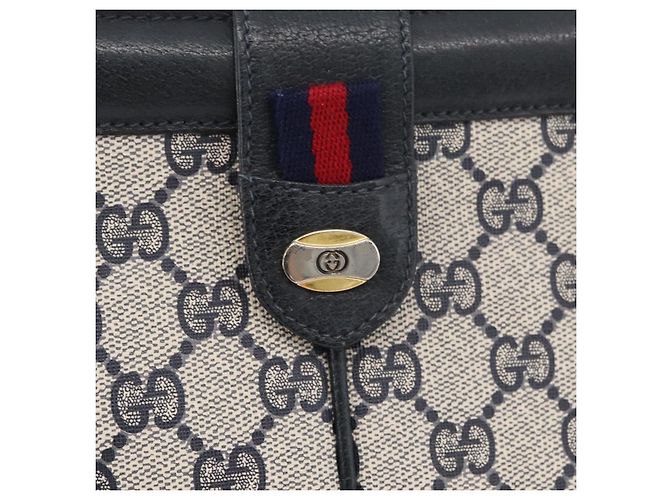 Borsa a Spalla Gucci GG Supreme Sherry Line PVC Blu Navy Oro 904 02 043 Auth YKZ1345 - vista 18