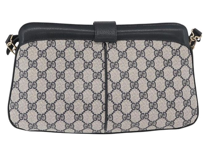 Borsa a Spalla Gucci GG Supreme Sherry Line PVC Blu Navy Oro 904 02 043 Auth YKZ1345 - vista 2
