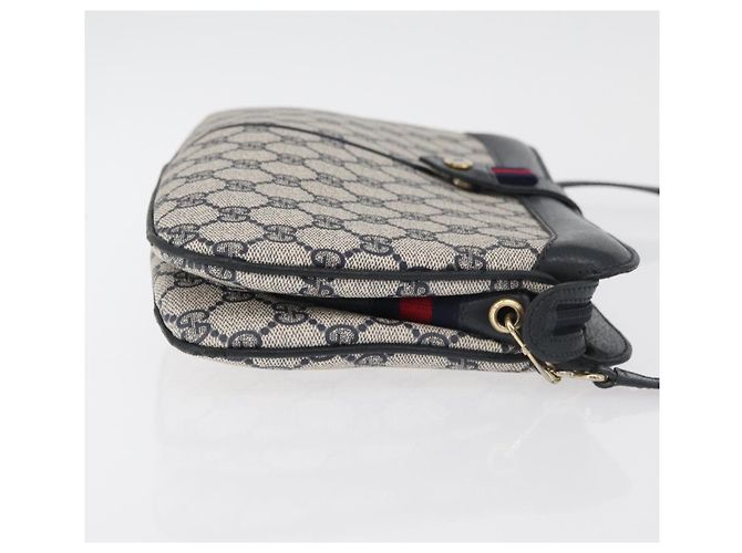 Borsa a Spalla Gucci GG Supreme Sherry Line PVC Blu Navy Oro 904 02 043 Auth YKZ1345 - vista 3