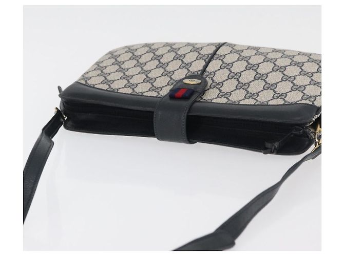 Borsa a Spalla Gucci GG Supreme Sherry Line PVC Blu Navy Oro 904 02 043 Auth YKZ1345 - vista 6