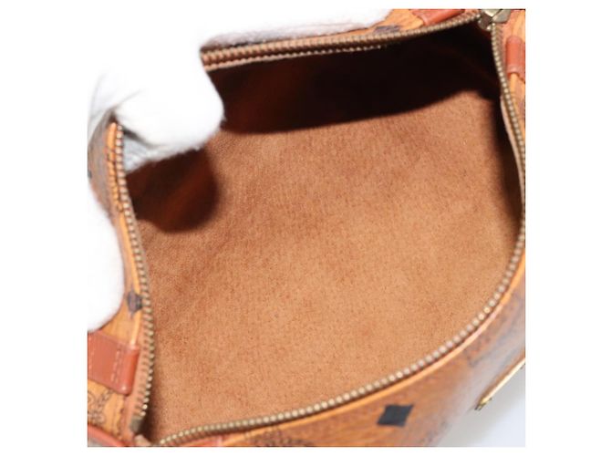Borsa a Spalla MCM Vicetos Logogram in Pelle PVC Marrone Oro Auth 175181 D'oro - vista 11