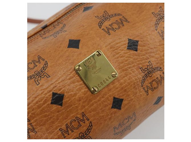 Borsa a Spalla MCM Vicetos Logogram in Pelle PVC Marrone Oro Auth 175181 D'oro - vista 12