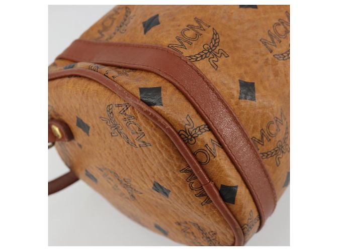 Borsa a Spalla MCM Vicetos Logogram in Pelle PVC Marrone Oro Auth 175181 D'oro - vista 16