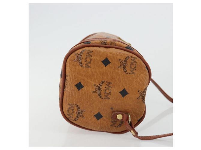 Borsa a Spalla MCM Vicetos Logogram in Pelle PVC Marrone Oro Auth 175181 D'oro - vista 3