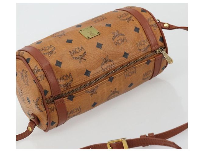Borsa a Spalla MCM Vicetos Logogram in Pelle PVC Marrone Oro Auth 175181 D'oro - vista 6