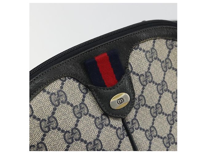 Borsa a Spalla Gucci GG Supreme Sherry Line PVC Blu Navy Oro Auth 175532 D'oro - vista 18