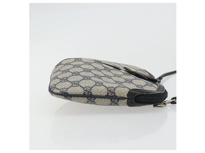 Borsa a Spalla Gucci GG Supreme Sherry Line PVC Blu Navy Oro Auth 175532 D'oro - vista 3