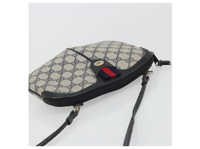 Borsa a Spalla Gucci GG Supreme Sherry Line PVC Blu Navy Oro Auth 175532 D'oro - vista 6