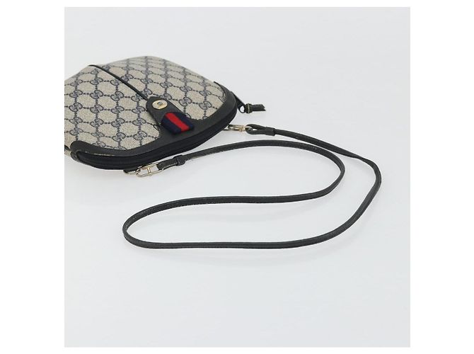 Borsa a Spalla Gucci GG Supreme Sherry Line PVC Blu Navy Oro Auth 175532 D'oro - vista 7