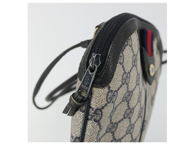 Borsa a Spalla Gucci GG Supreme Sherry Line PVC Blu Navy Oro Auth 175532 D'oro - vista 9