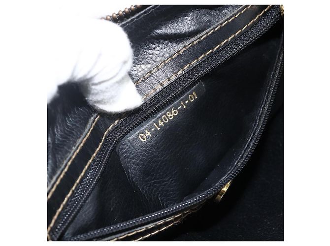 Borsa a mano in tela Zucca FENDI nera e marrone Auth 175214 Nero - vista 12