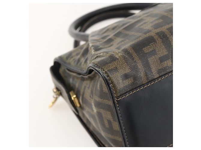 Borsa a mano in tela Zucca FENDI nera e marrone Auth 175214 Nero - vista 14