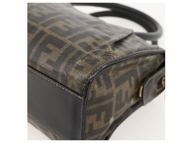 Borsa a mano in tela Zucca FENDI nera e marrone Auth 175214 Nero - vista 15