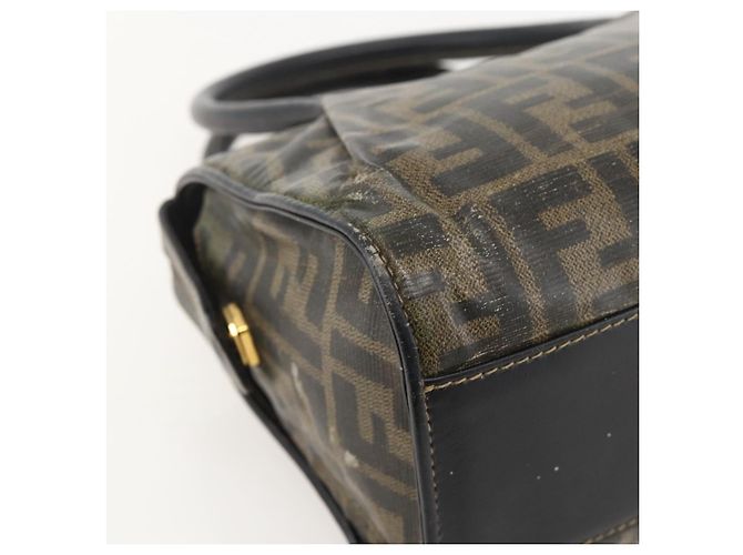 Borsa a mano in tela Zucca FENDI nera e marrone Auth 175214 Nero - vista 16