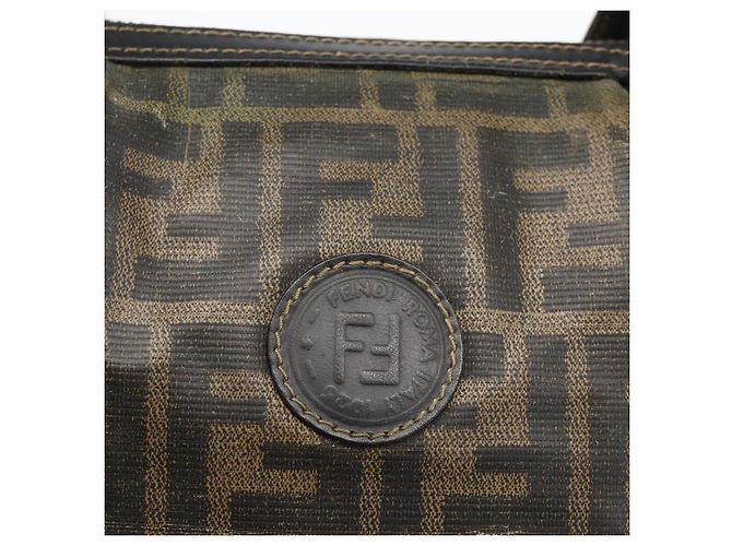 Borsa a mano in tela Zucca FENDI nera e marrone Auth 175214 Nero - vista 18