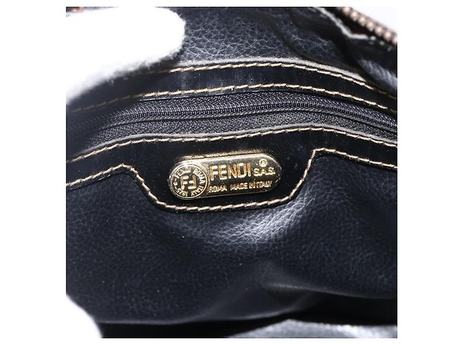 Borsa a mano in tela Zucca FENDI nera e marrone Auth 175214 Nero - vista 19