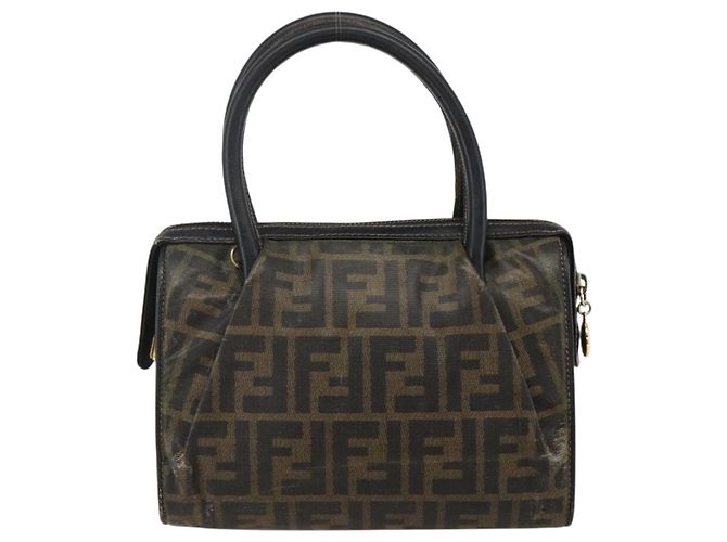 Borsa a mano in tela Zucca FENDI nera e marrone Auth 175214 Nero - vista 2
