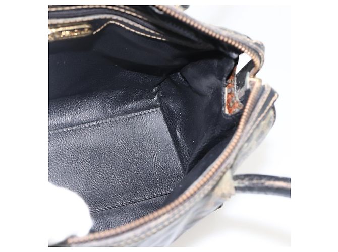 Borsa a mano in tela Zucca FENDI nera e marrone Auth 175214 Nero - vista 20