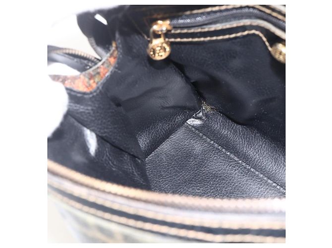 Borsa a mano in tela Zucca FENDI nera e marrone Auth 175214 Nero - vista 21