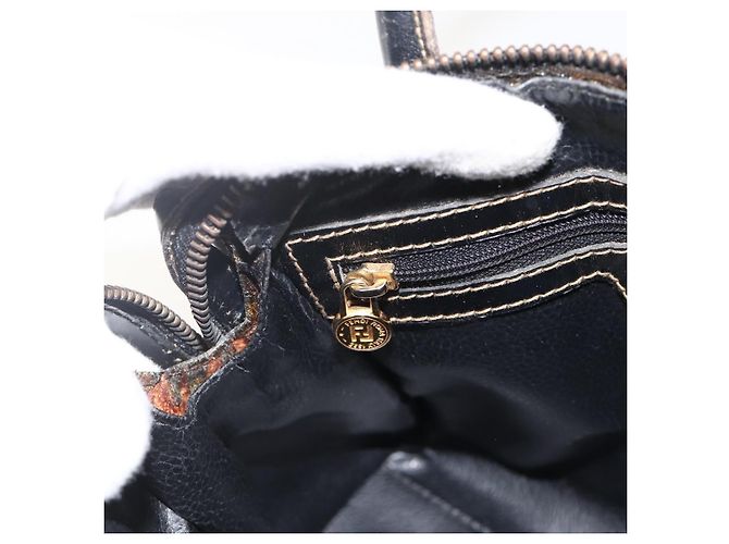 Borsa a mano in tela Zucca FENDI nera e marrone Auth 175214 Nero - vista 22